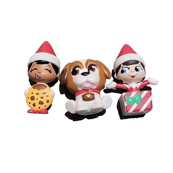 Elf on the Shelf Mini Figures Lot of 3 Christmas Toys Box Cookie and puppy dog - Picture 1 of 6